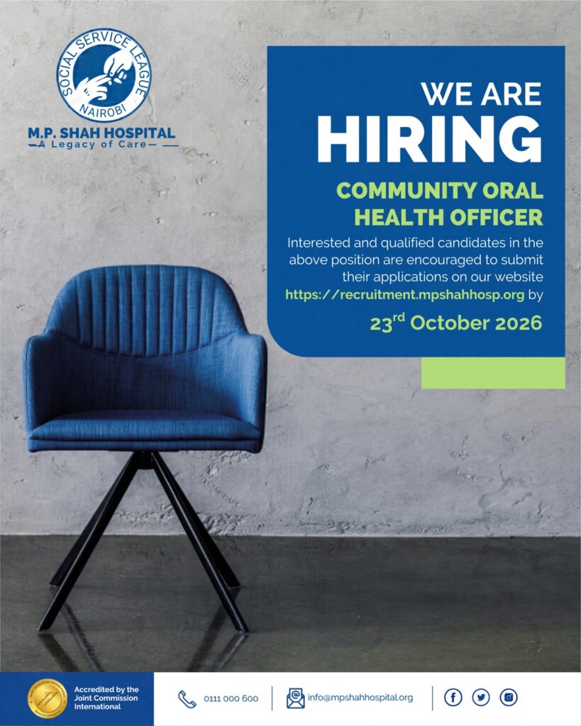 M.P. Shah Hospital is hiring a Community Oral Health Officer - applications by 23rd October 2026